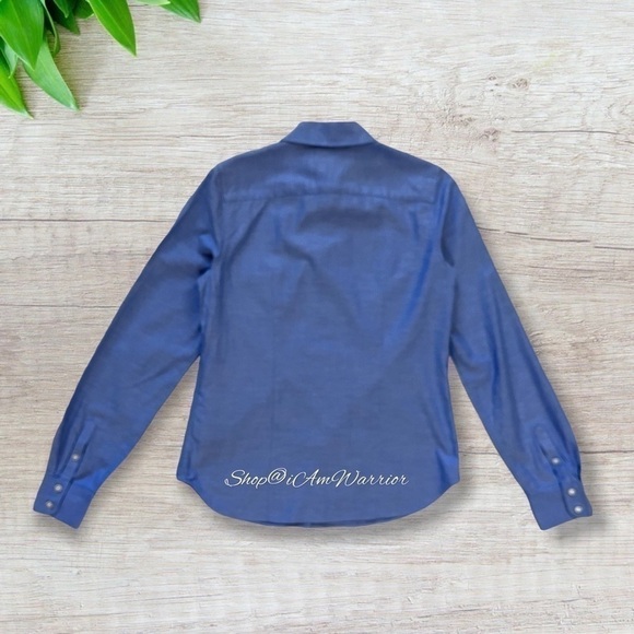 Talbots hand applied fleur rhinestone embellished chambray top *shop@iamwarrior - Picture 3 of 9